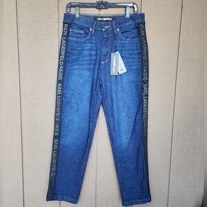 SOLD 😎😍Karl Lagerfeld dark- not faded NWT JEANS with LOGO SIDE STRAPS.